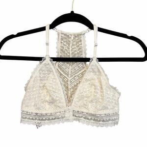 Victoria's Secret Racerback Bralette Bra Medium White Lace Lingerie